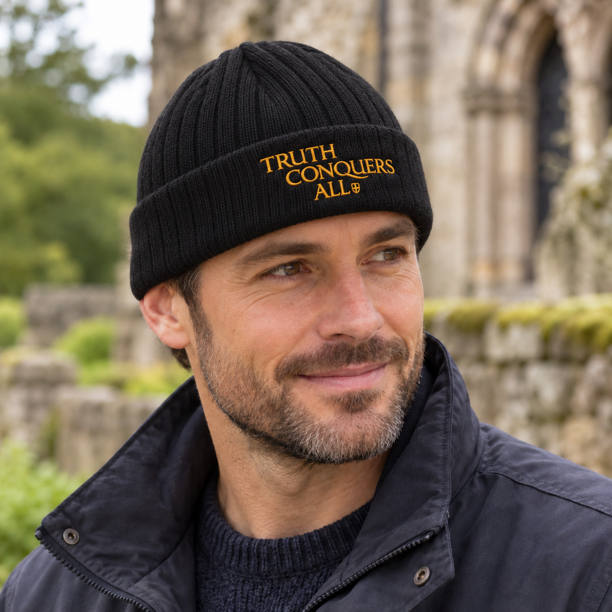 Truth Conquers All Black Beanie Hat