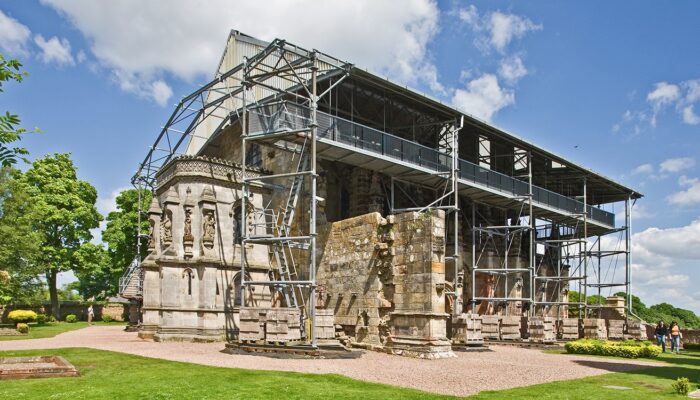 Rosslyn Chapel during restoration