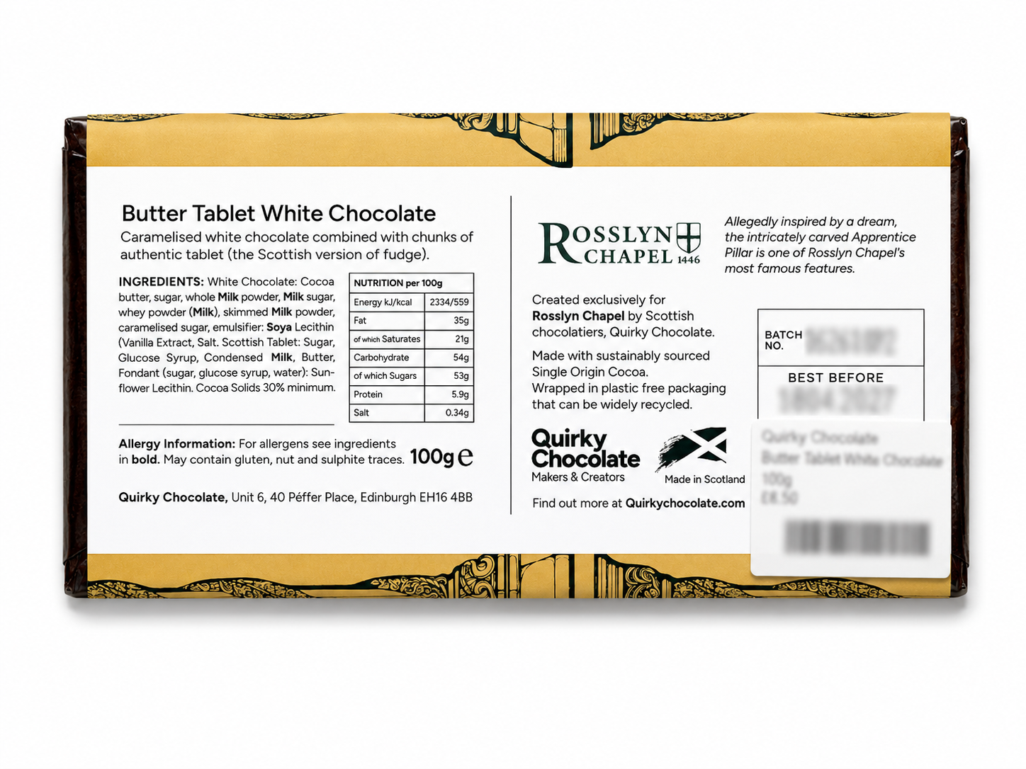 Butter Tablet White Chocolate (100g)