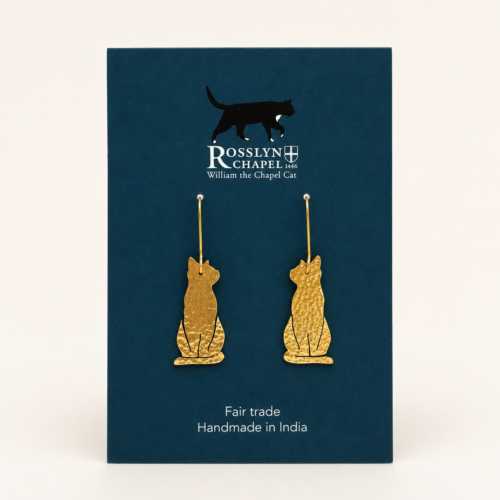William the Chapel Cat Hammered Brass Earrings