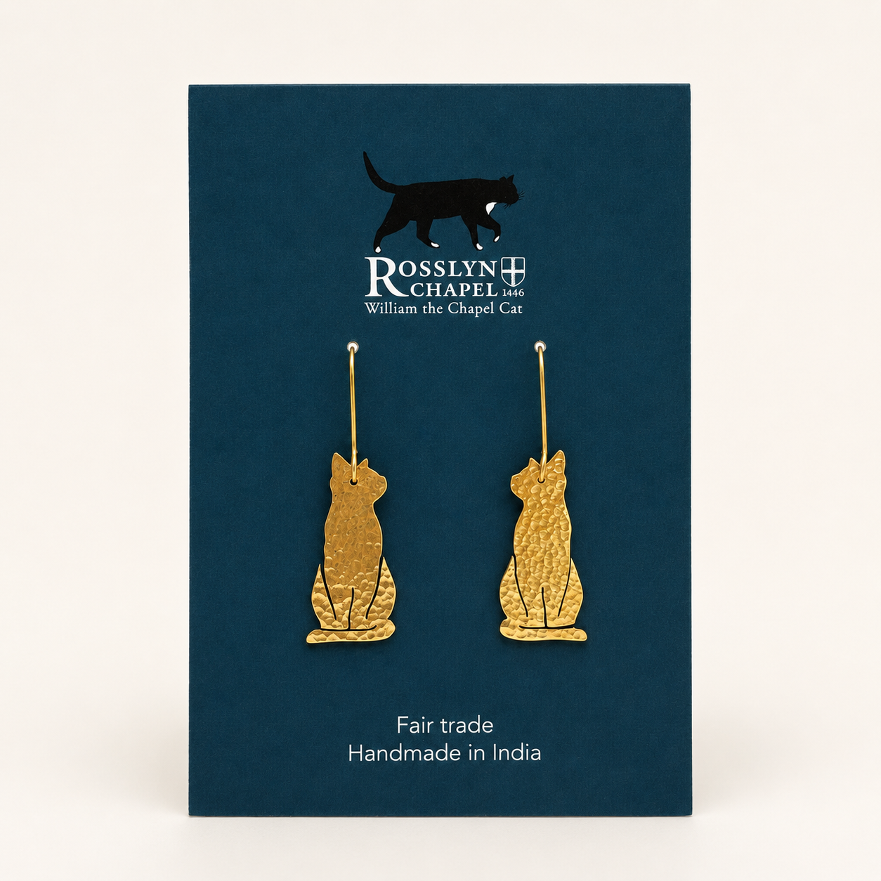 William the Chapel Cat Hammered Brass Earrings