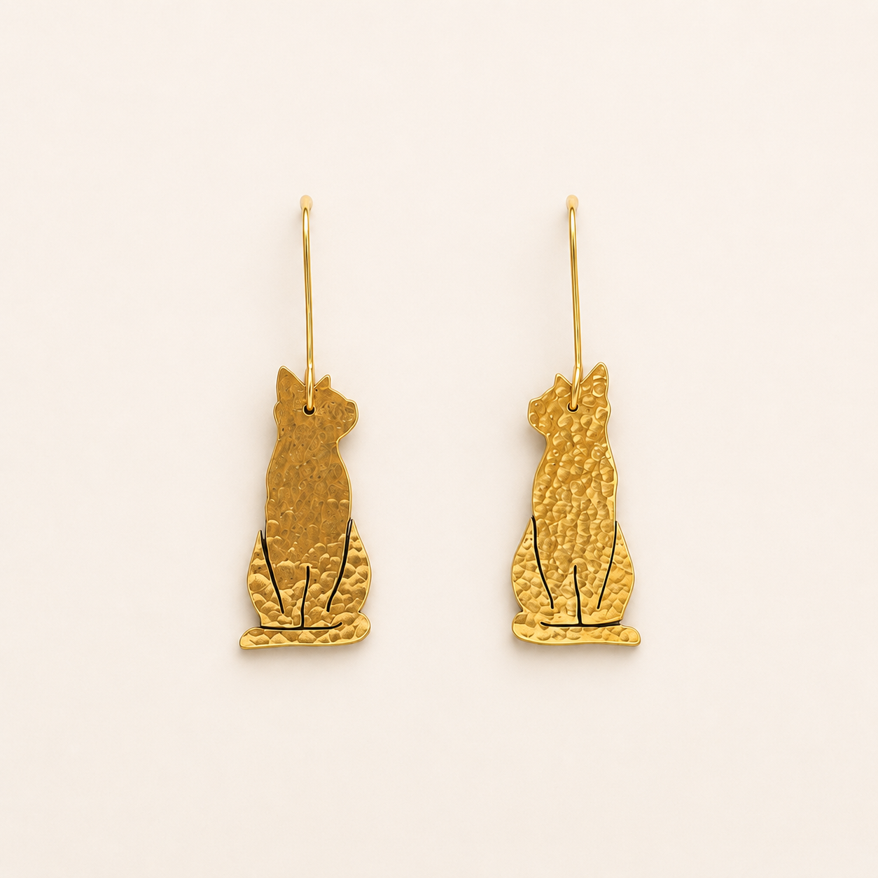 William the Chapel Cat Hammered Brass Earrings