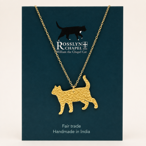 William the Chapel Cat Hammered Brass Pendant